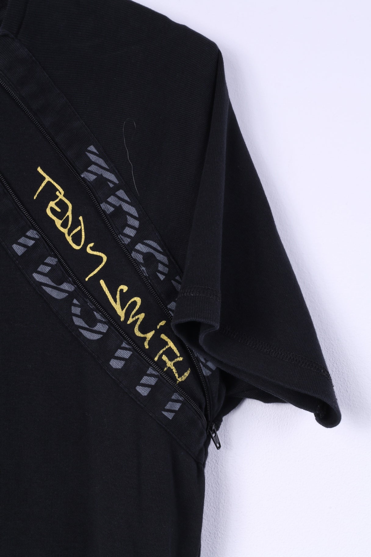 T-shirt da uomo Teddy Smith S nera con zip dettagliata in cotone nero