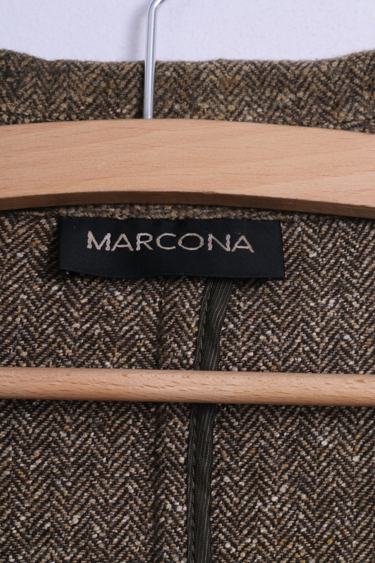 Marcona Womens XXL Jacket Green Herringbone 2/3 Sleeve Single Breasted Blazer