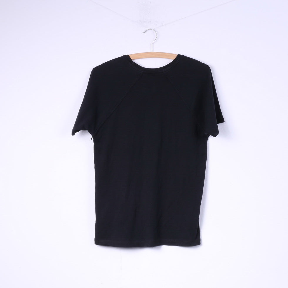 Teddy Smith Mens S T-Shirt Black Zip Detailed Top Cotton Black