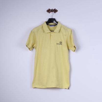 Polo da uomo Sergio Tacchini M in cotone giallo con bottoni classici dettagliati