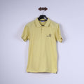 Sergio Tacchini Mens M Polo Shirt Yellow Cotton Classic Detailed Buttons Top