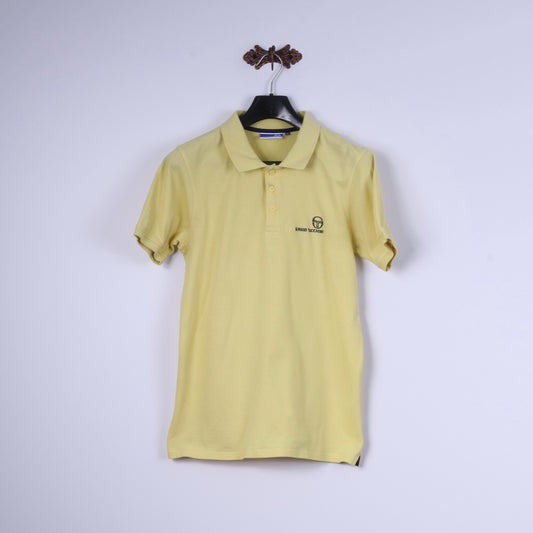 Sergio Tacchini Polo M Homme Jaune Coton Classique Boutons Détaillés Haut