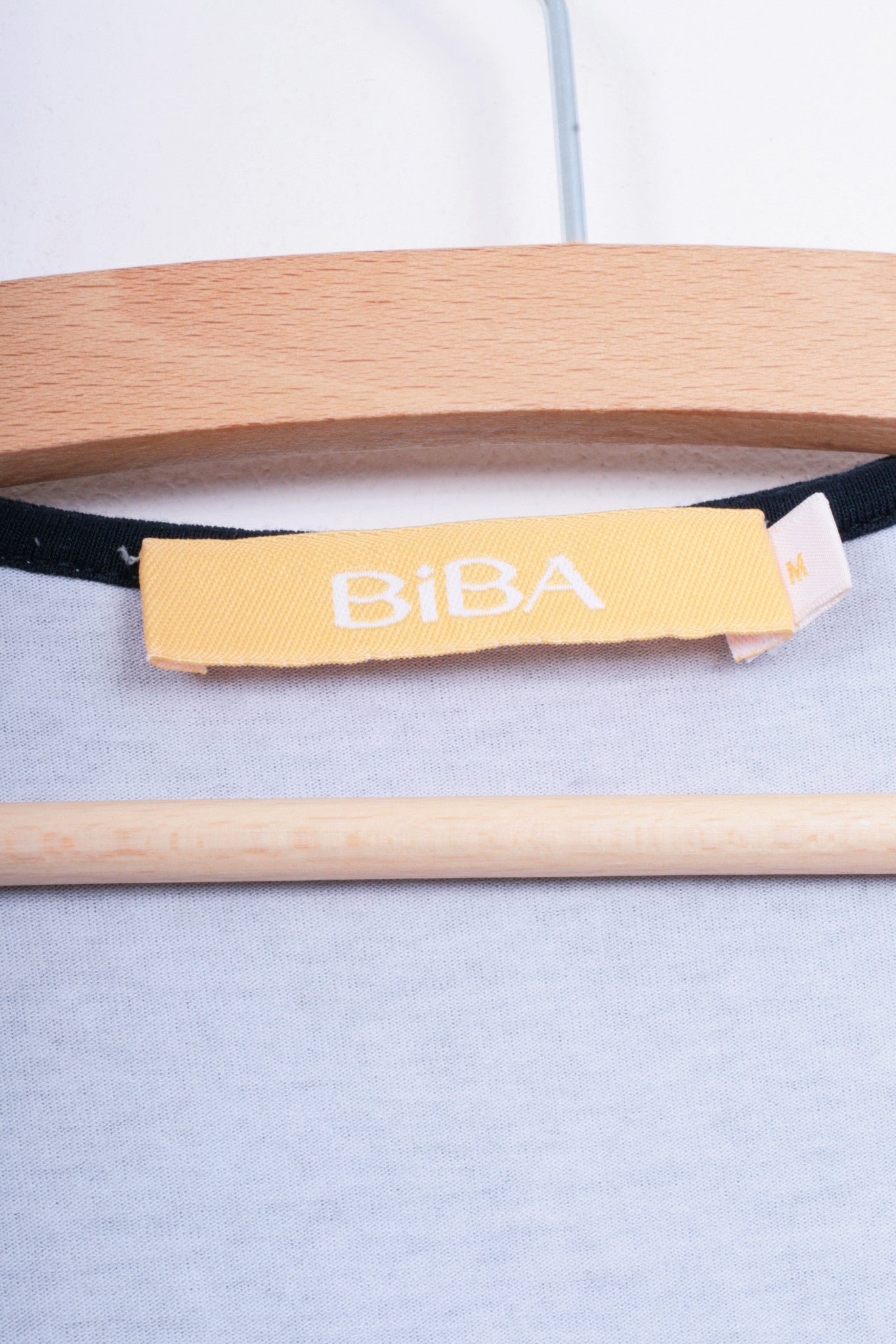 Biba Womens M Blouse Shirt 3/4 Sleeve Beads Grey Navy Blue - RetrospectClothes