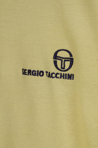 Polo da uomo Sergio Tacchini M in cotone giallo con bottoni classici dettagliati