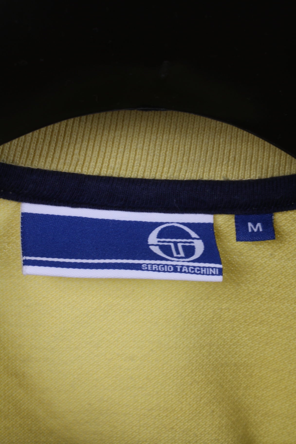 Sergio Tacchini Mens M Polo Shirt Yellow Cotton Classic Detailed Buttons Top