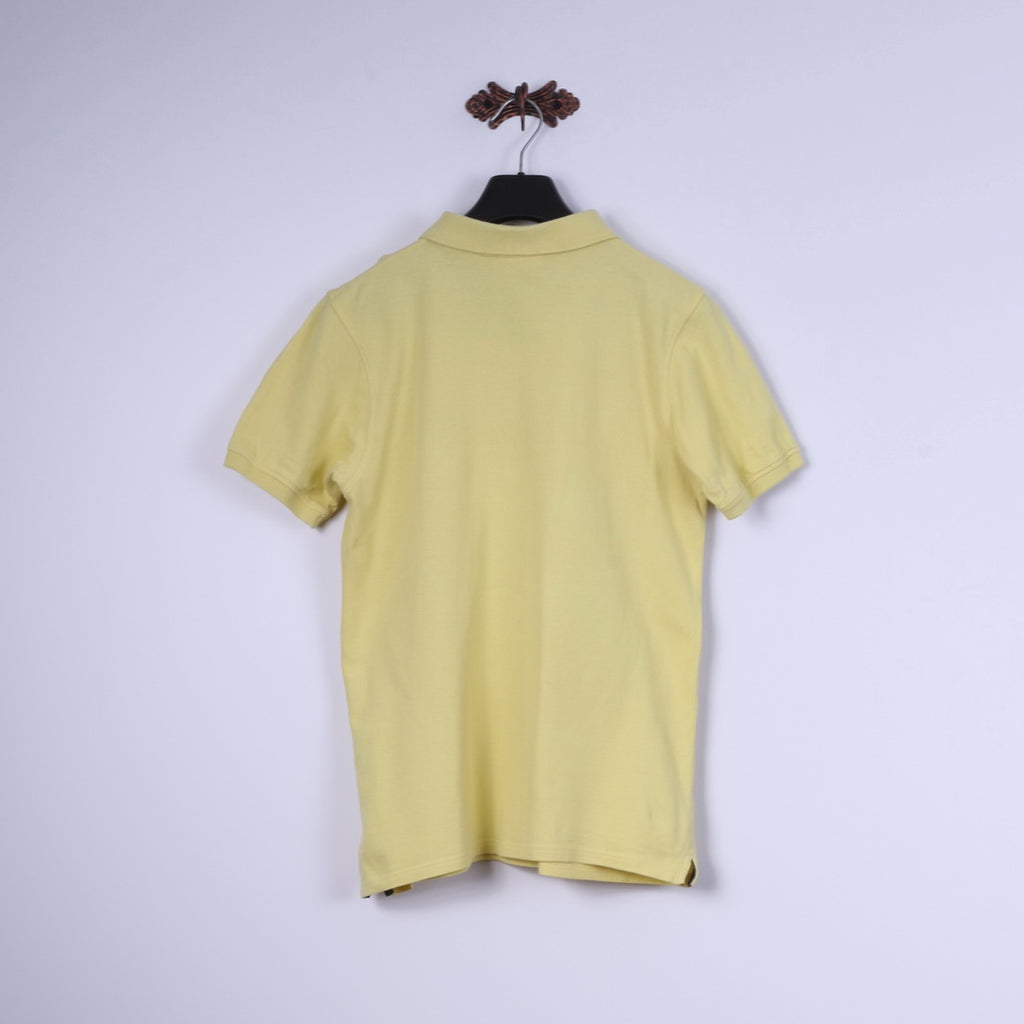 Sergio Tacchini Mens M Polo Shirt Yellow Cotton Classic Detailed Buttons Top