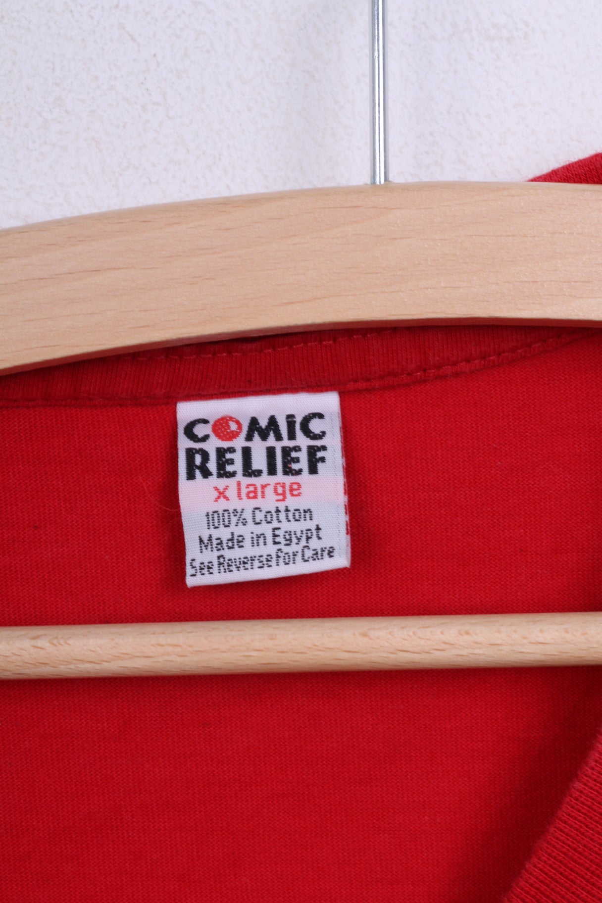 T-shirt XL da uomo Comic Relief in cotone rosso girocollo RND 05