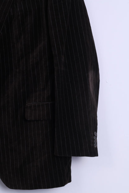 Daniel Hechter Veste 54 XL pour homme en coton rayé marron brillant à simple boutonnage