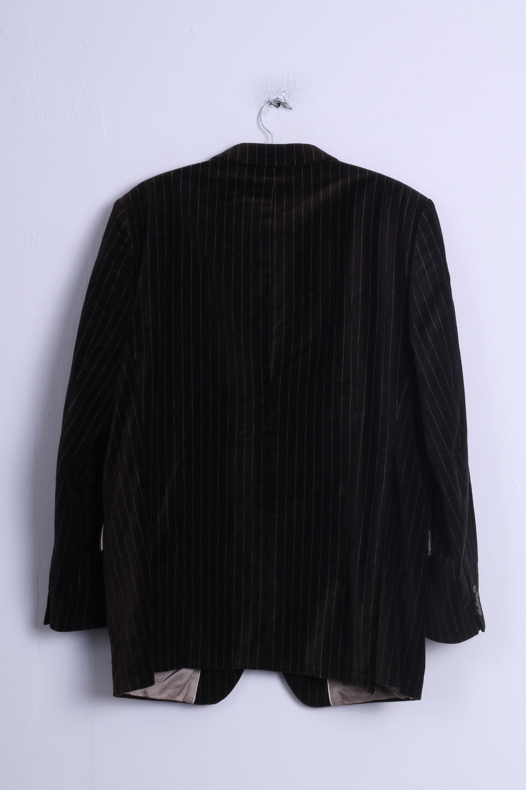 Daniel Hechter Veste 54 XL pour homme en coton rayé marron brillant à simple boutonnage