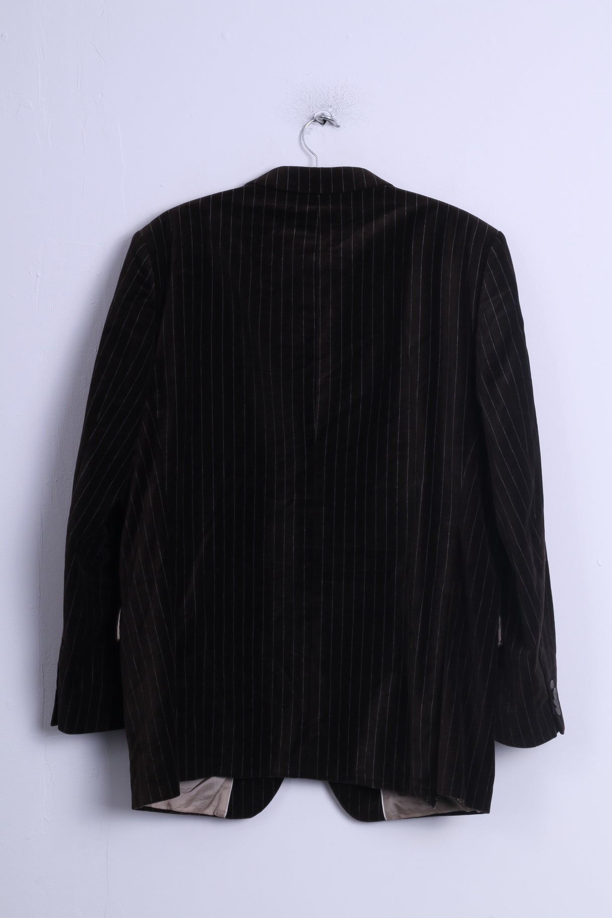 Daniel Hechter Veste 54 XL pour homme en coton rayé marron brillant à simple boutonnage