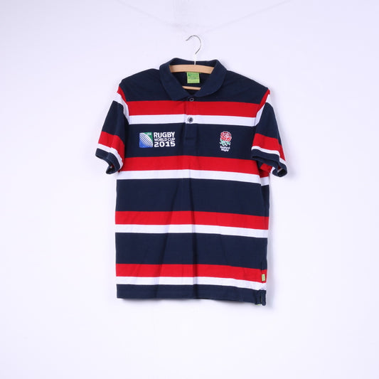 Rugby World Cup 2015 England Rugby Mens M (S) Polo Shirt Striped Cotton Top