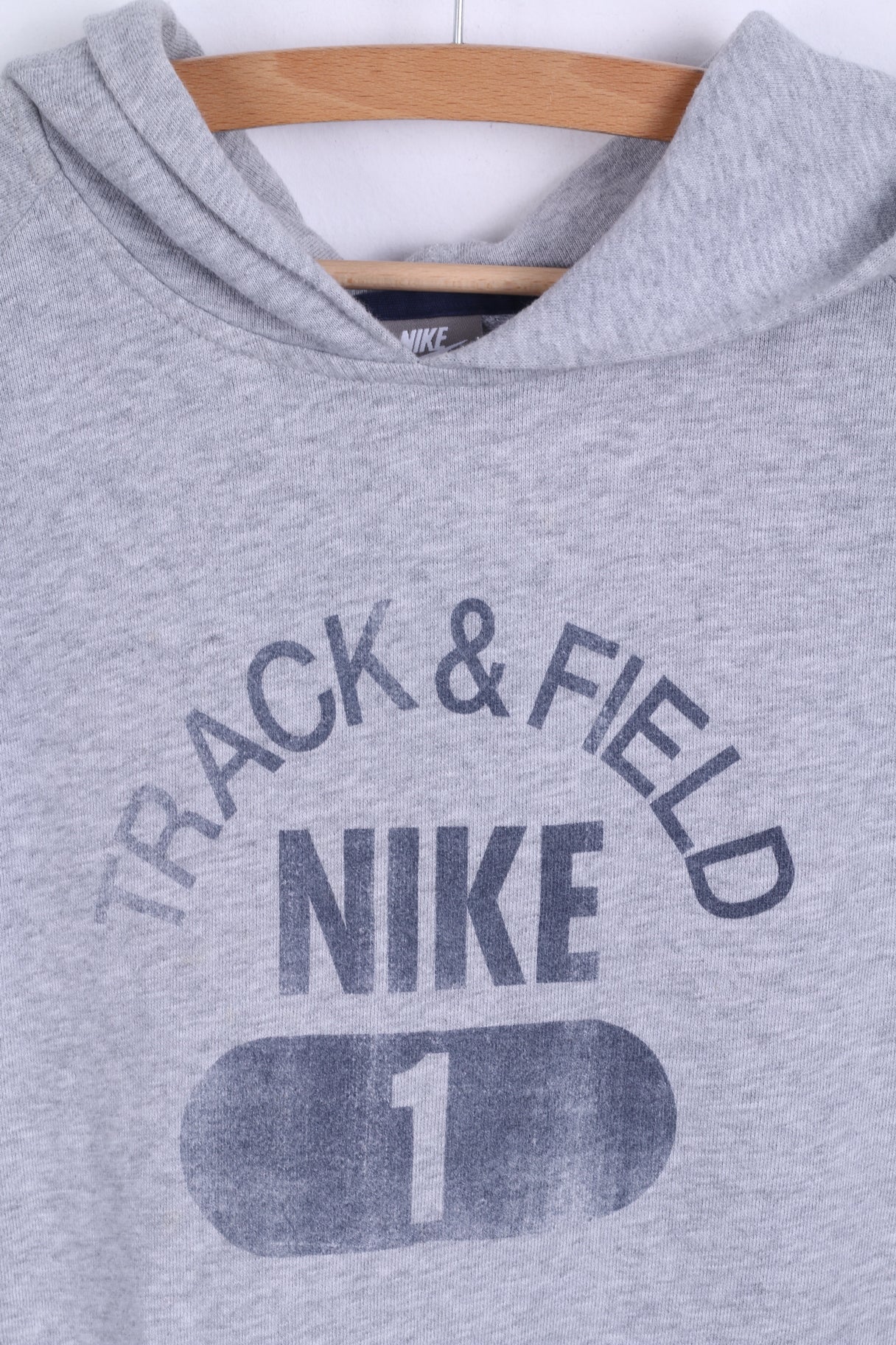 Felpa Nike Ragazzi L 152 12-13 anni Felpa in cotone grigio con tasca a marsupio con cappuccio