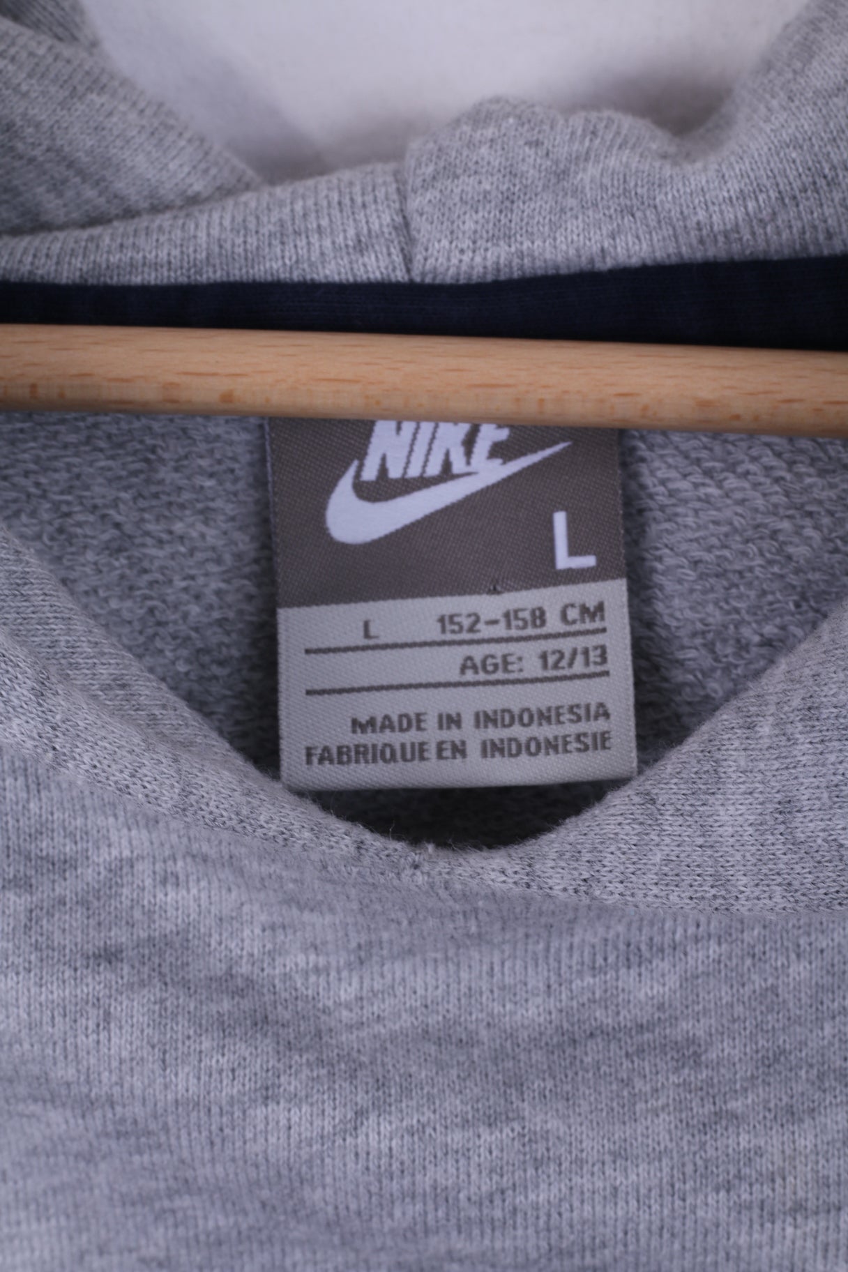Nike Boys L 152 12-13 age Sweatshirt Grey Cotton Hooded Kangaroo Pocket