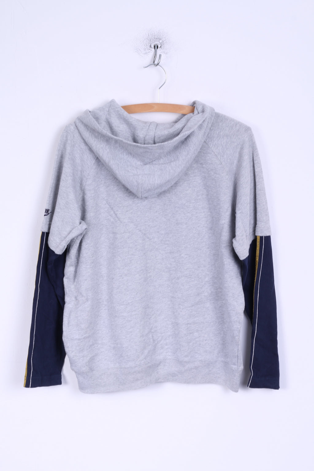 Felpa Nike Ragazzi L 152 12-13 anni Felpa in cotone grigio con tasca a marsupio con cappuccio