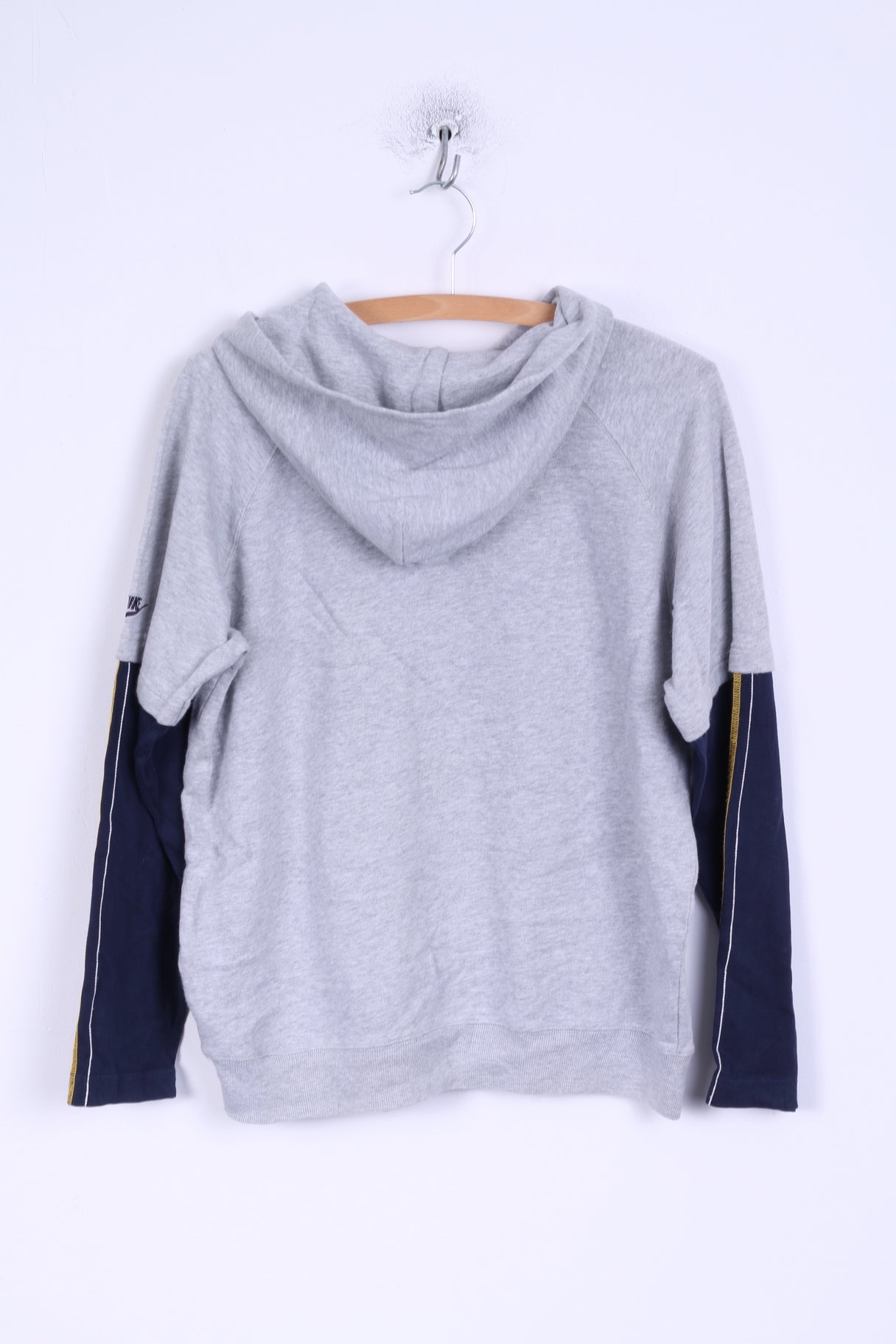 Felpa Nike Ragazzi L 152 12-13 anni Felpa in cotone grigio con tasca a marsupio con cappuccio