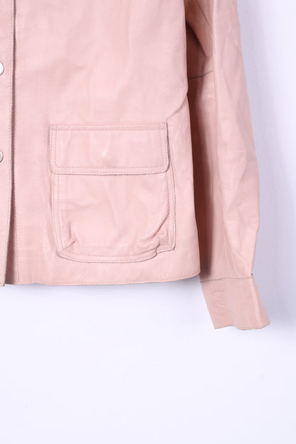 Rino &amp; Pelle Femme 44 M Veste En Cuir Rose Snaps Design En Italie 