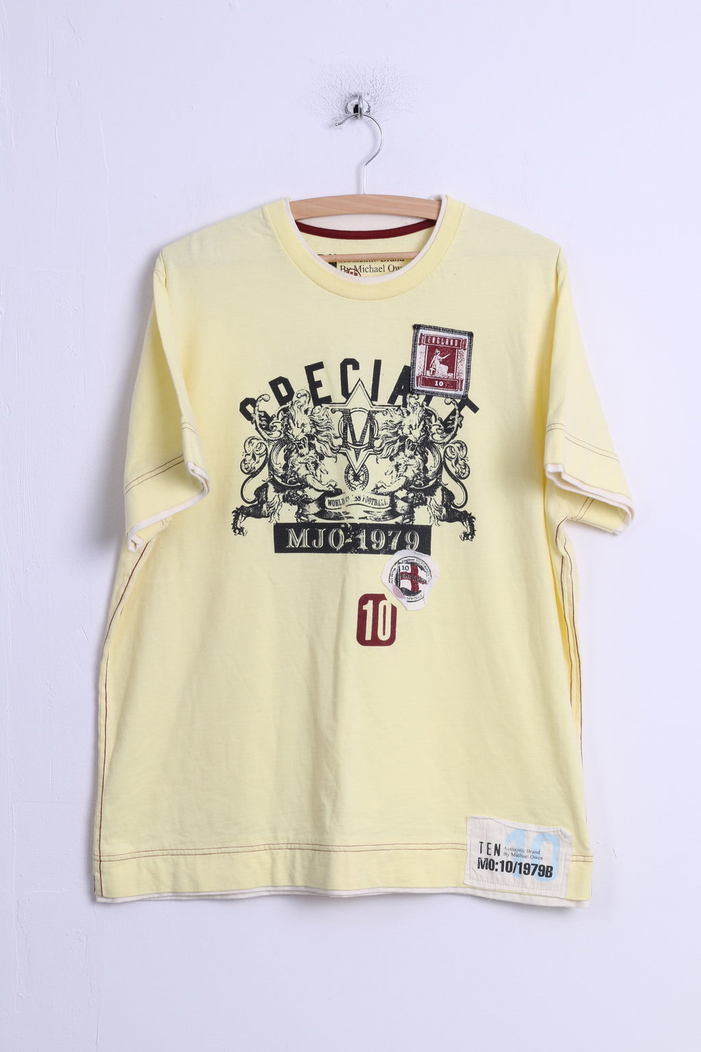 TEN By Michael Owen Mens XL T-Shirt Yellow Cotton England 10 Football