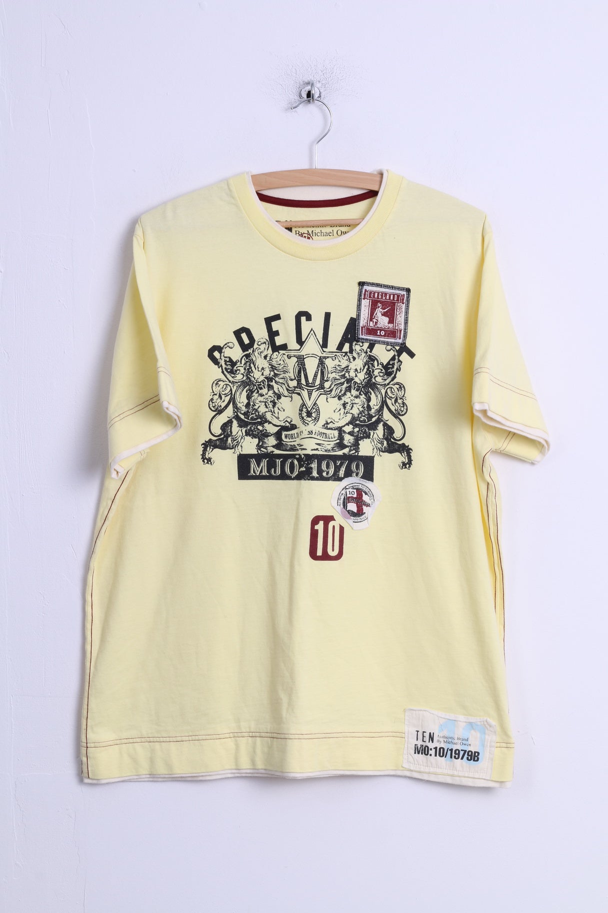 TEN By Michael Owen Mens XL T-Shirt Yellow Cotton England 10 Football