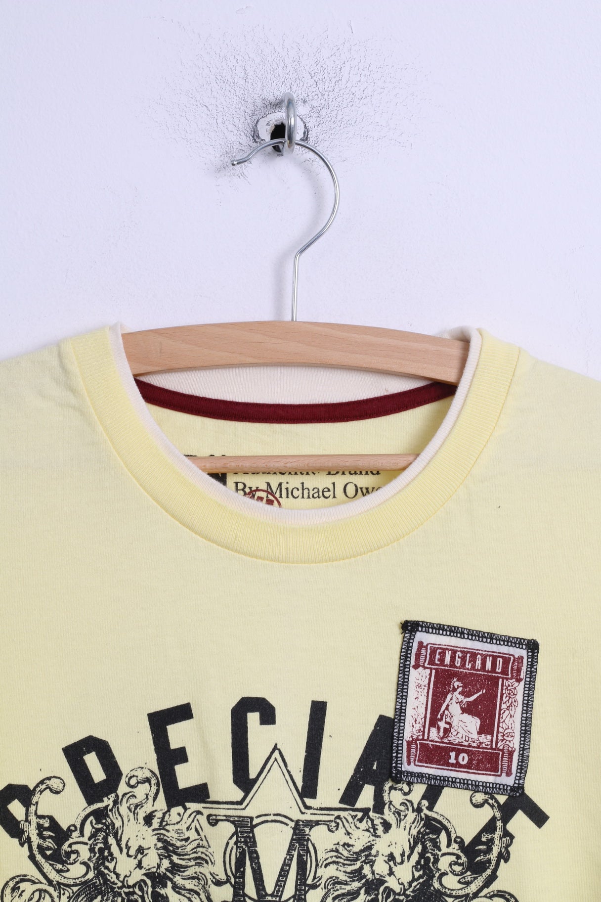 TEN By Michael Owen Mens XL T-Shirt Yellow Cotton England 10 Football