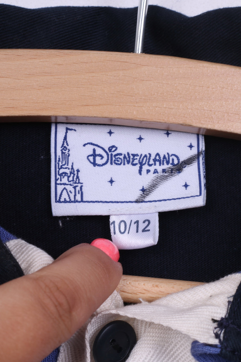 Disnyeland Paris Boys 10/12 Age Polo Shirt Long Sleeve Donald Marine Cotton Blue