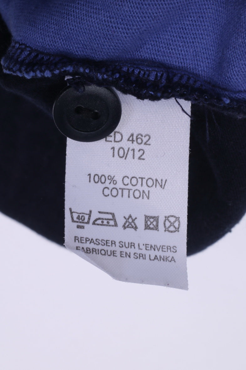 Disnyeland Paris Boys 10/12 Age Polo Shirt Long Sleeve Donald Marine Cotton Blue