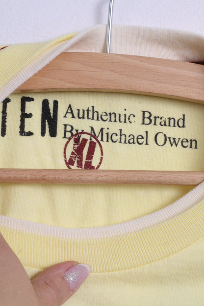TEN By Michael Owen Mens XL T-Shirt Yellow Cotton England 10 Football
