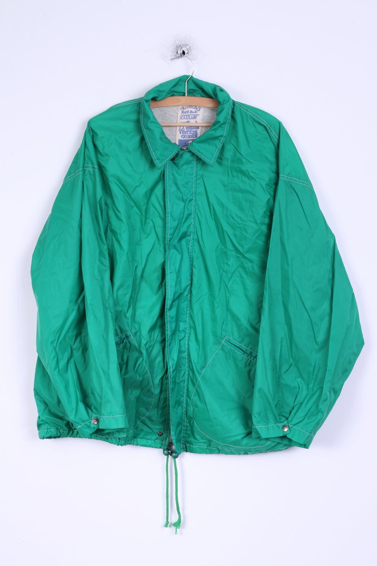 La region vertede chinois Mens XL Jacket Green Zippered Nylon Waterproof