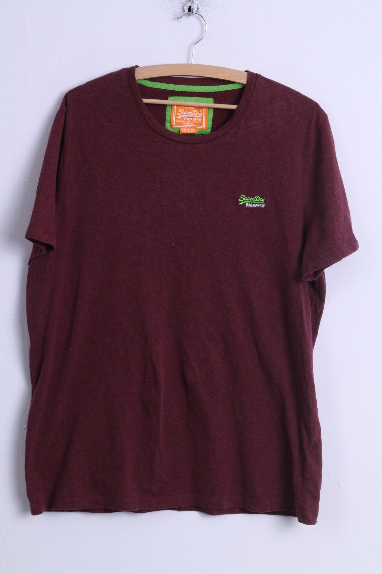 T-shirt da uomo XXL (L) Superdry Camicia vintage giapponese girocollo in cotone bordeaux