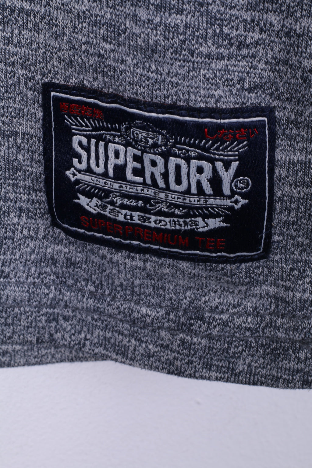 Superdry Hommes S T-Shirt Gris Coton Top JPN College Top Ras Du Cou 