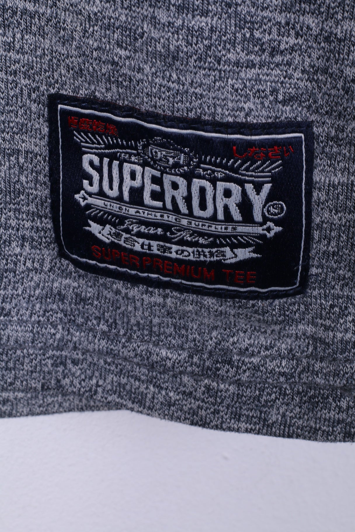 Superdry Hommes S T-Shirt Gris Coton Top JPN College Top Ras Du Cou 