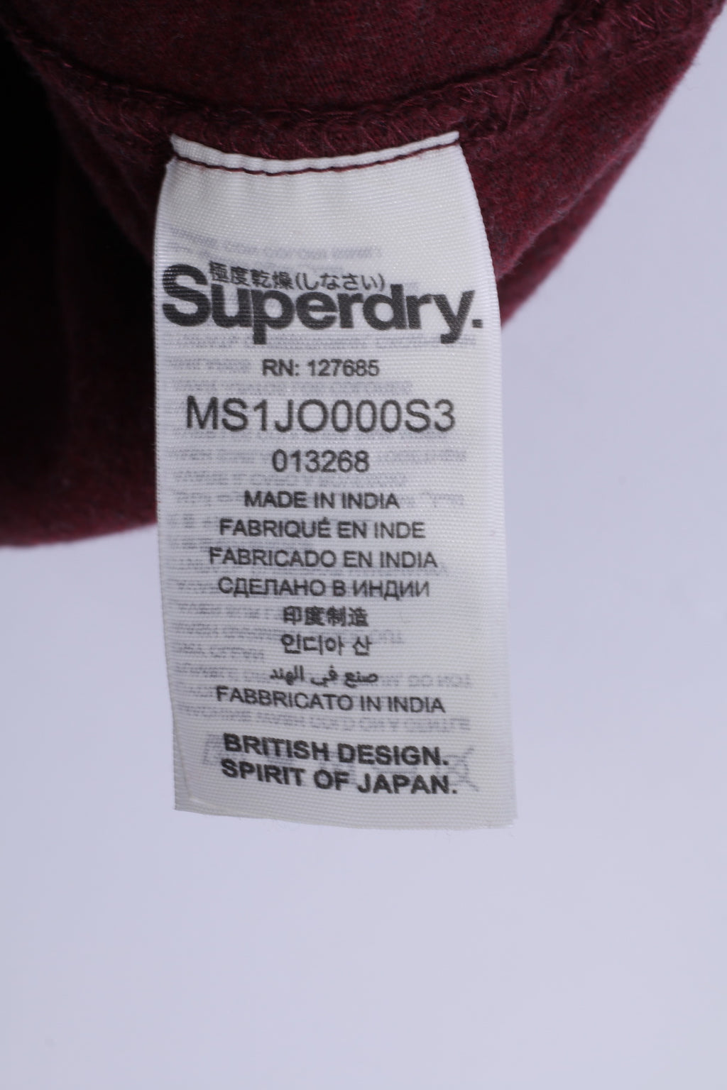 Superdry Mens XXL (L) T-Shirt Burgundy Cotton Crew Neck Japan Vintage Shirt