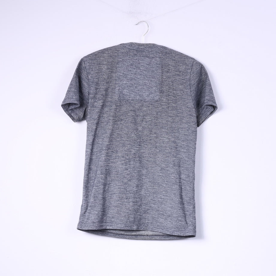 Superdry Hommes S T-Shirt Gris Coton Top JPN College Top Ras Du Cou 