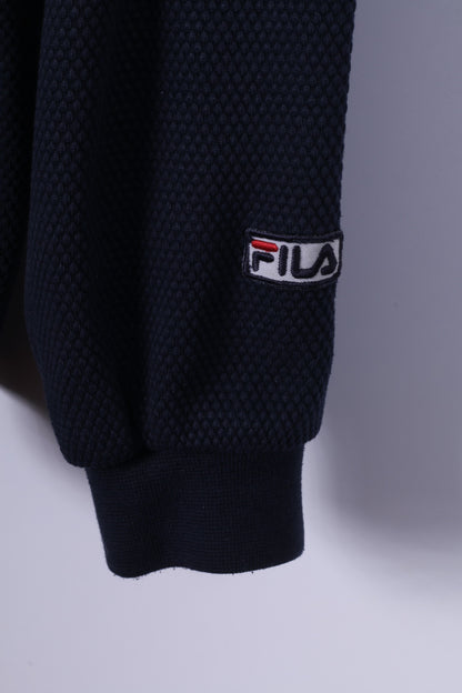 FILA Sweat XL pour homme en coton mélangé bleu marine avec logo à col rond