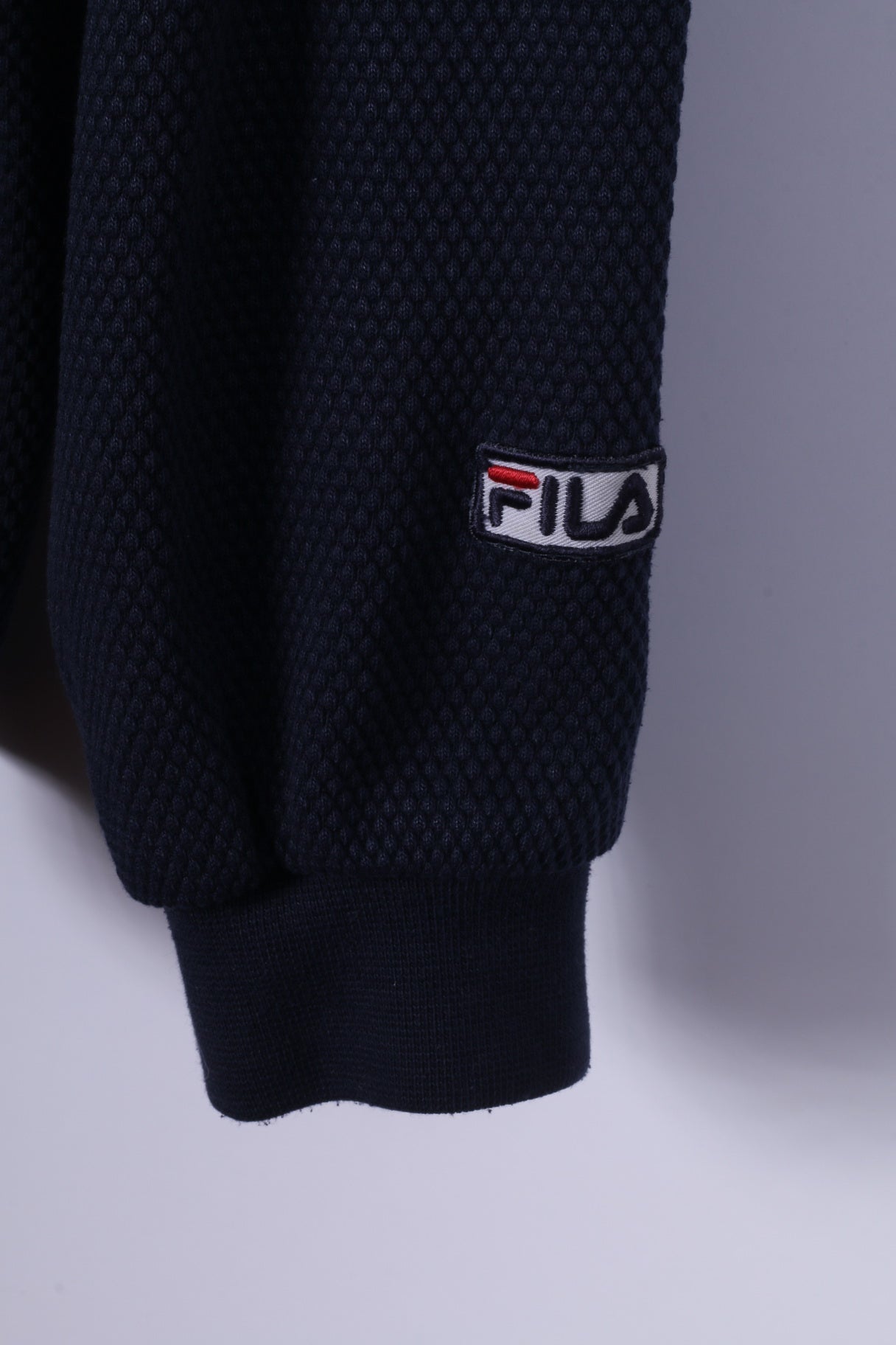 Felpa XL da uomo FILA Top da allenamento classico in misto cotone blu scuro girocollo con logo