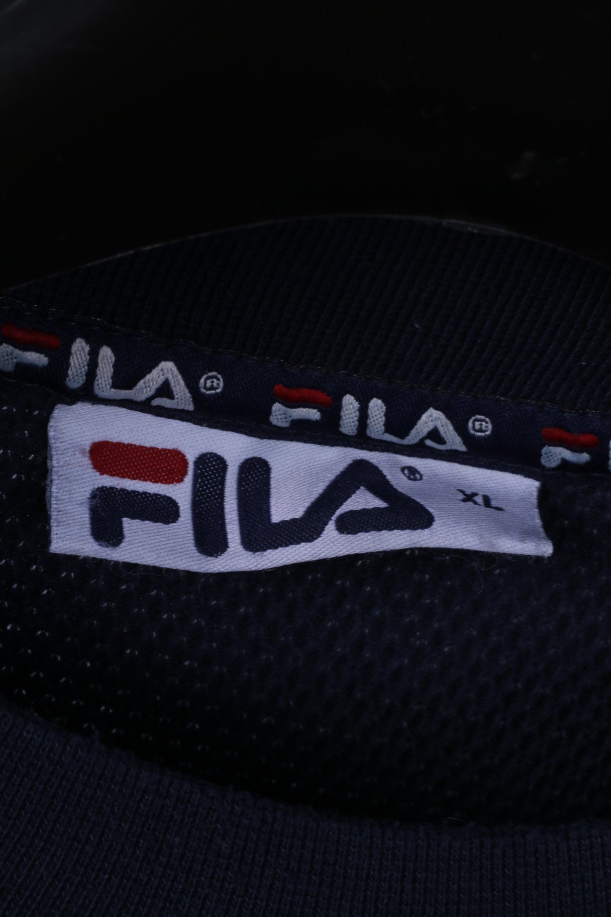 FILA Sweat XL pour homme en coton mélangé bleu marine avec logo à col rond