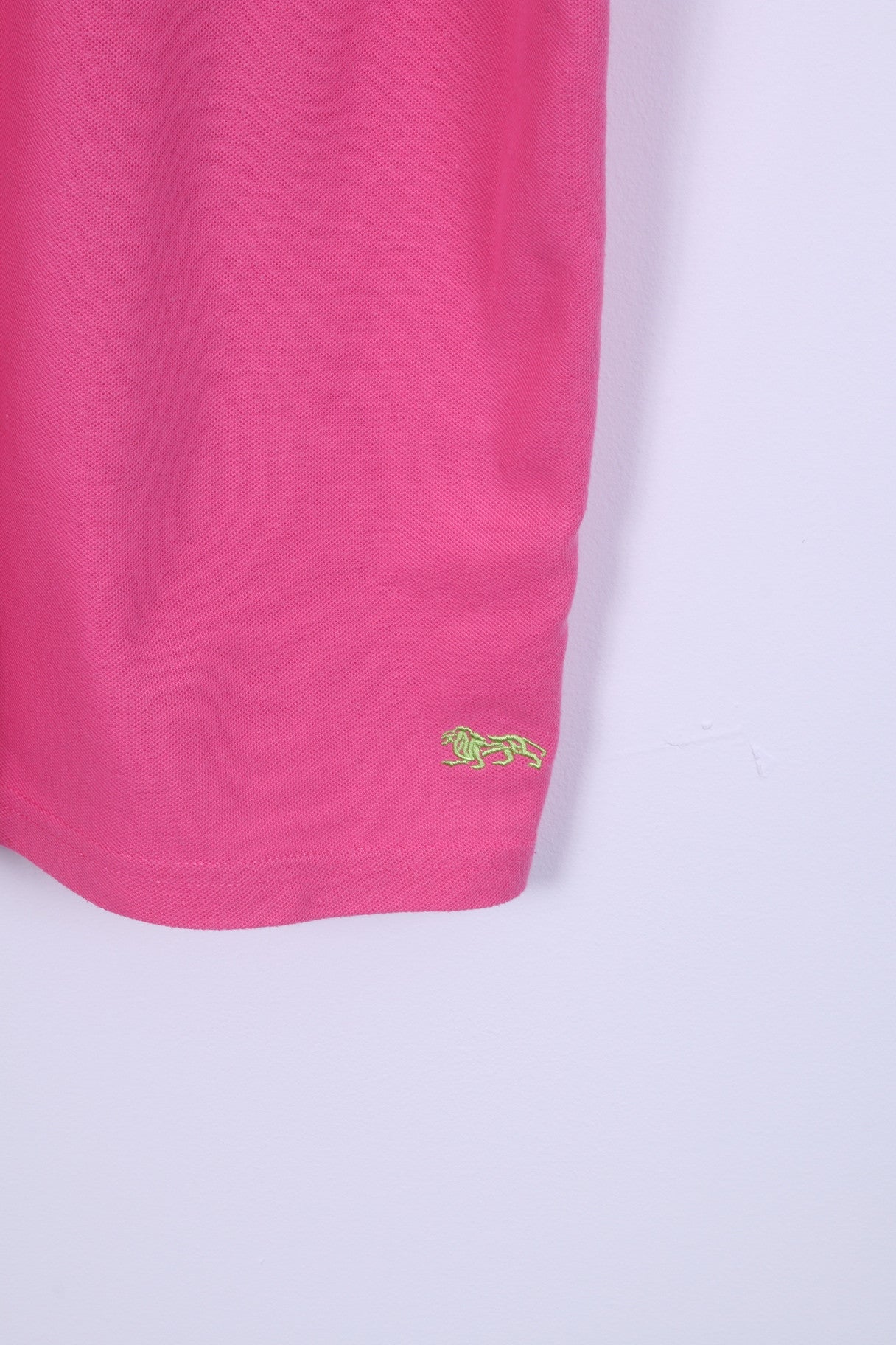 Lonsdale London Mens S Polo Shirt Pink Neon Cotton Short Sleeve Top