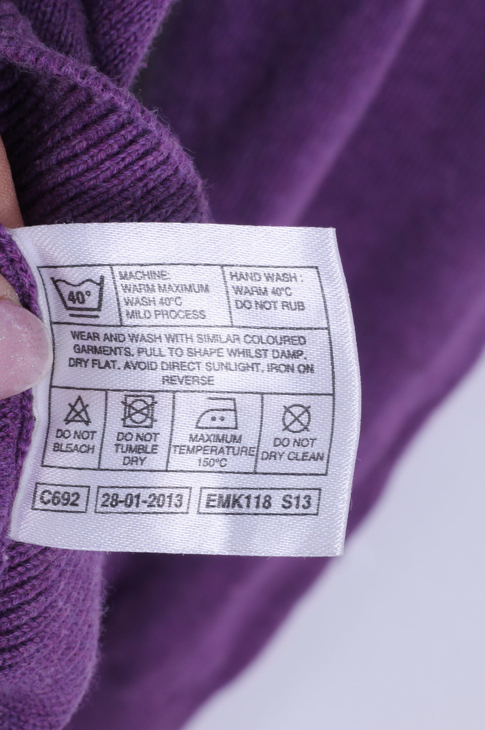 James Pringle Mens L Jumper Purple Crew Neck Cotton Plain Stretch Sweater