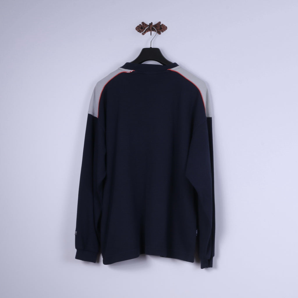 Felpa XL da uomo FILA Top da allenamento classico in misto cotone blu scuro girocollo con logo