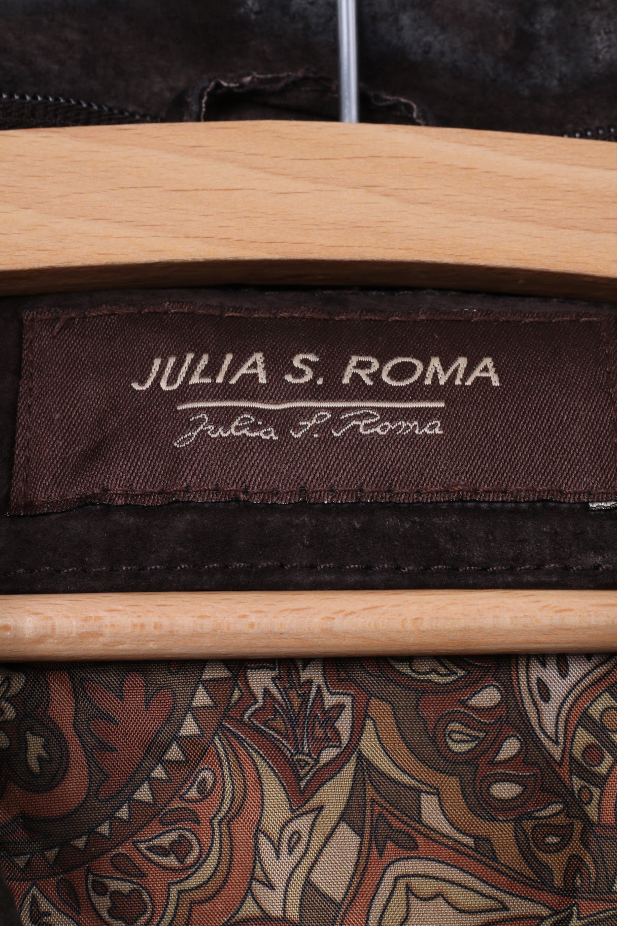 Julia S.Roma Womens 20 2XL Leather Jacket Blazer Suede Brown Single Breasted Jacket