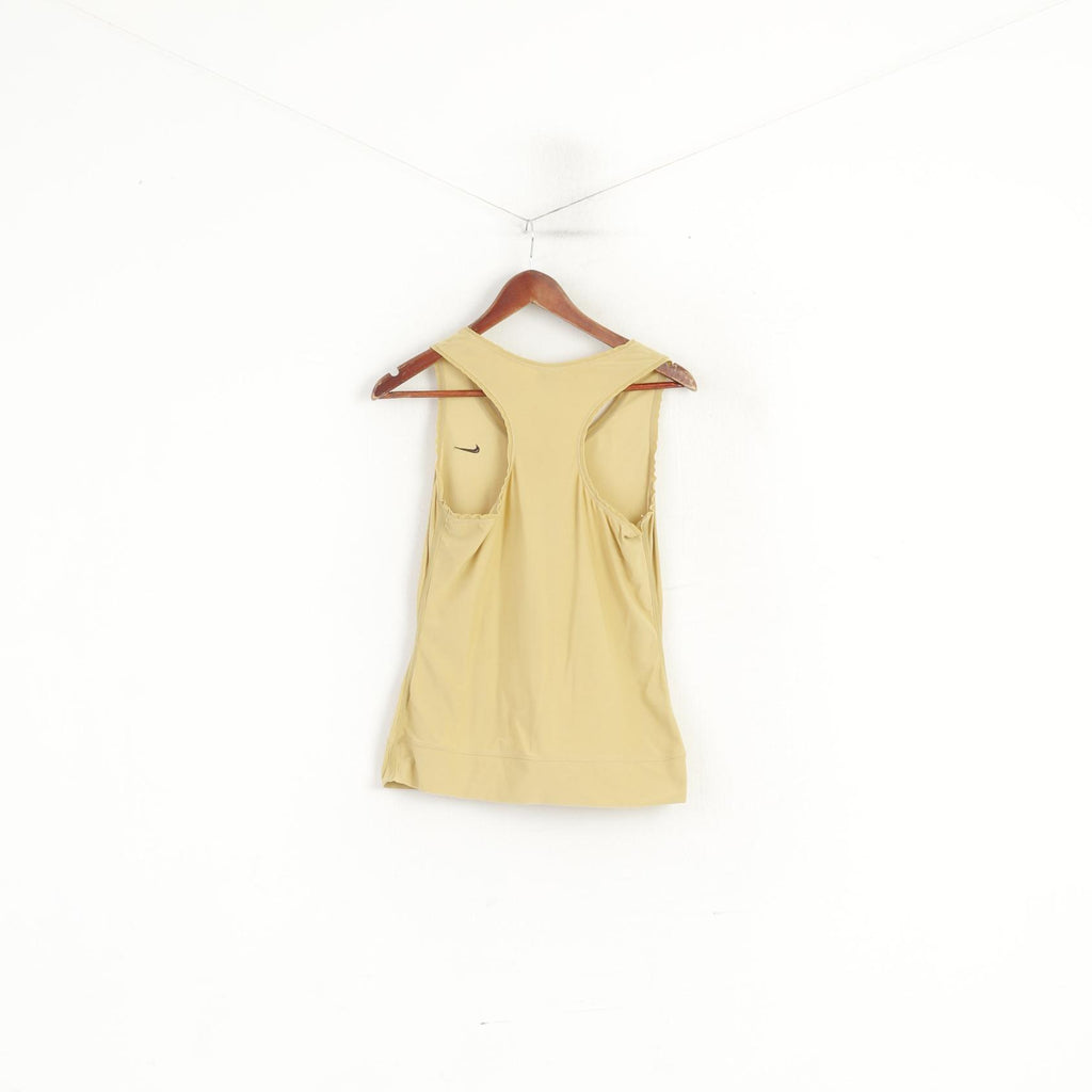 Nike Women M Shirt Tank Top Gold Fitness Sport Stretch Dri Fit Vest