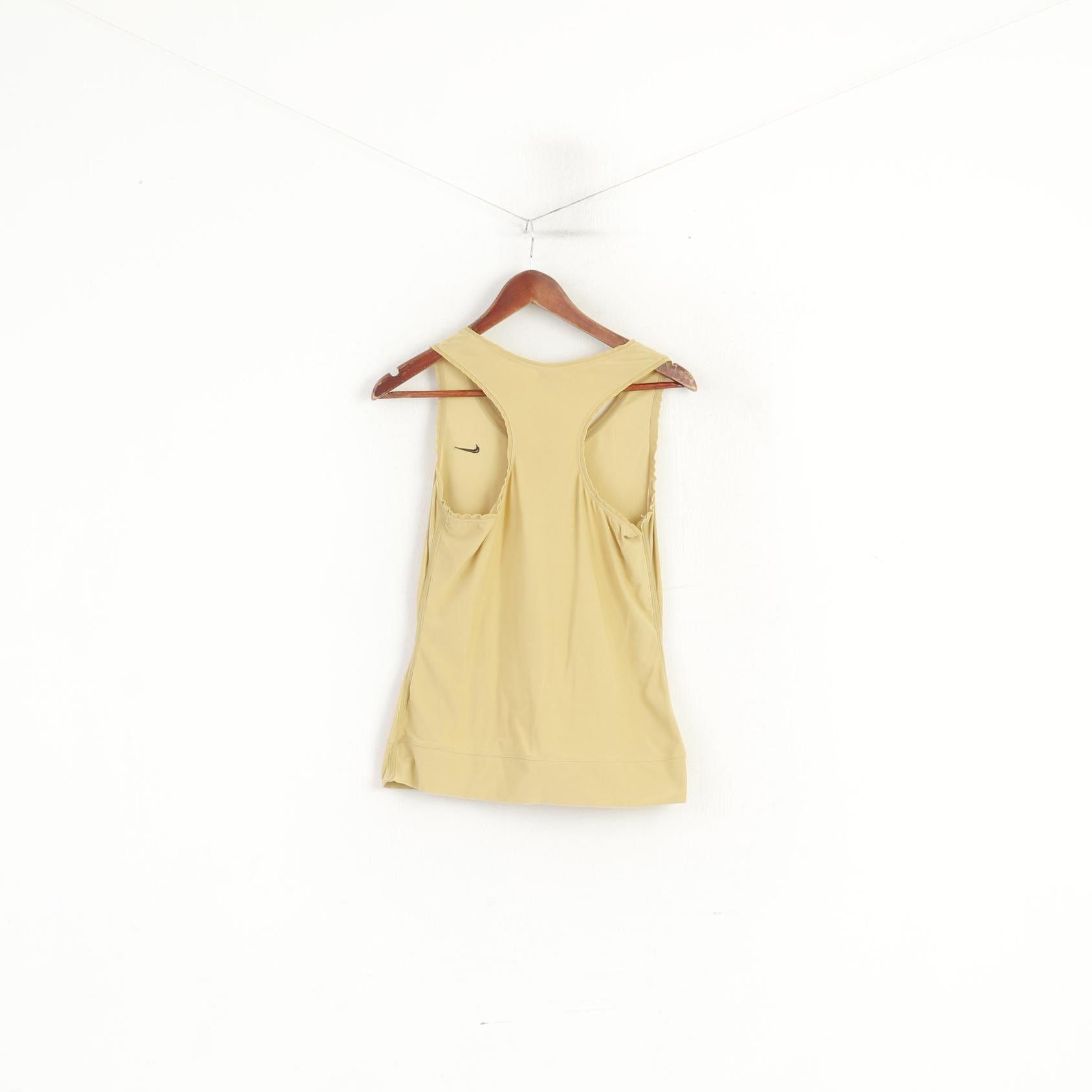 Nike Women M Shirt Tank Top Gold Fitness Sport Stretch Dri Fit Vest