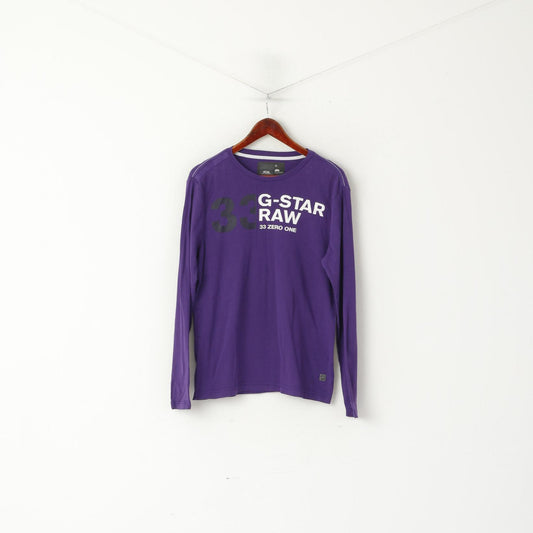 G-Star Men XL (L) Chemise à manches longues Violet Coton Crew Neck Logo Top