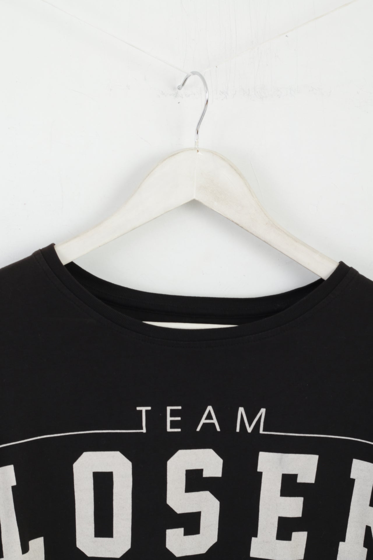 Criminal Damage Men S T-Shirt Black Cotton Mesh Sleeve Team Loser Top