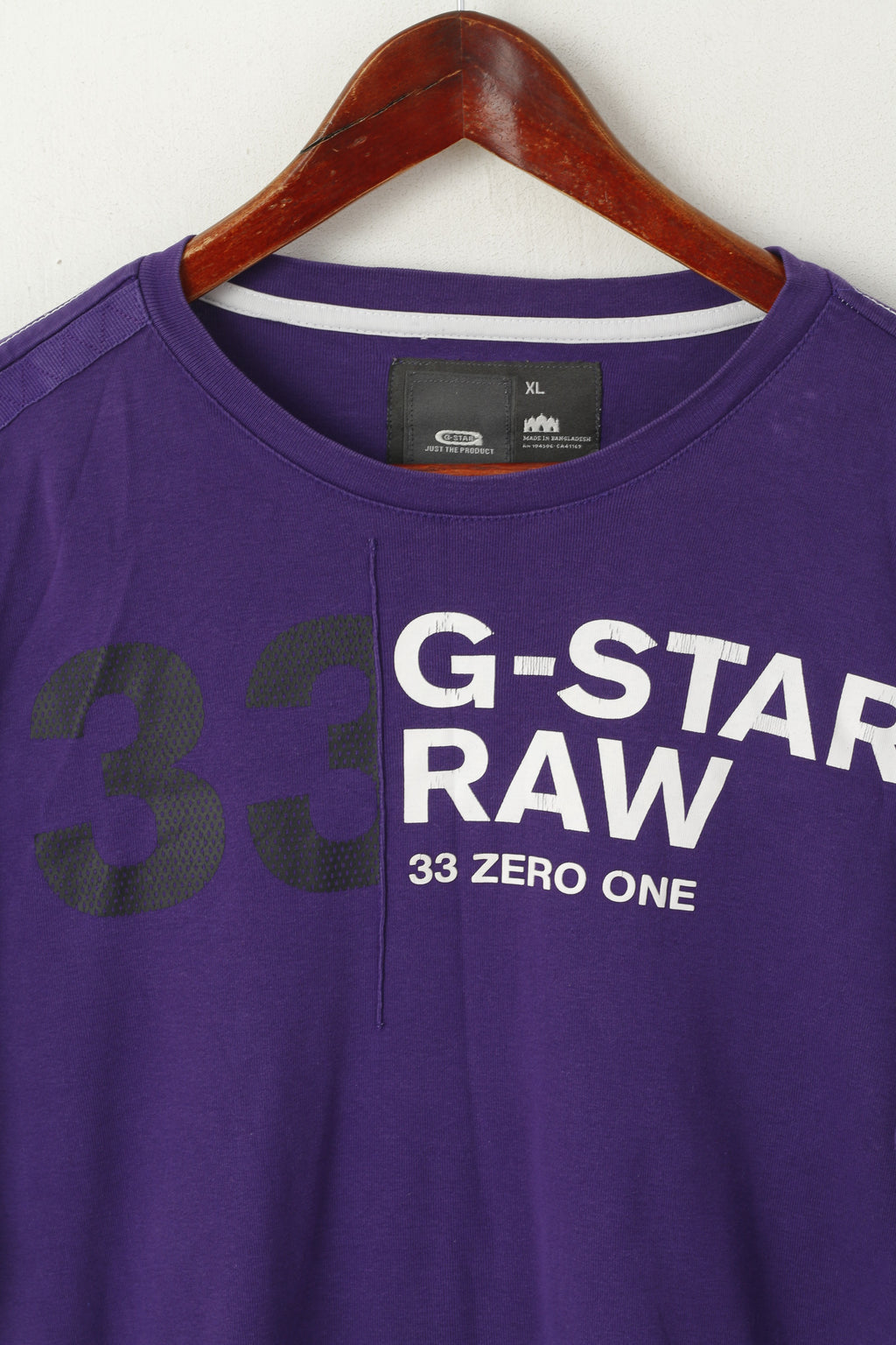 G-Star Men XL (L) Long Sleeved Shirt Purple Cotton Crew Neck Logo Top