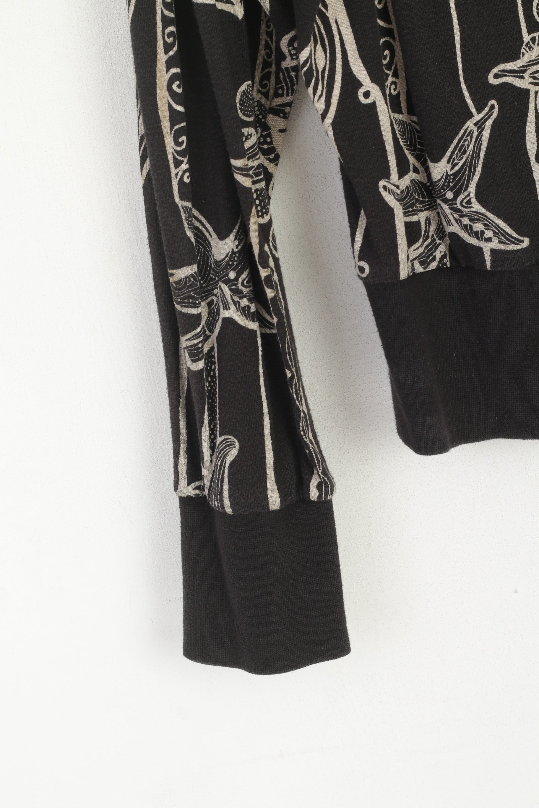 Diesel Femmes M Sweat Noir Coton Vintage Oversize Chauve-Souris Haut Imprimé