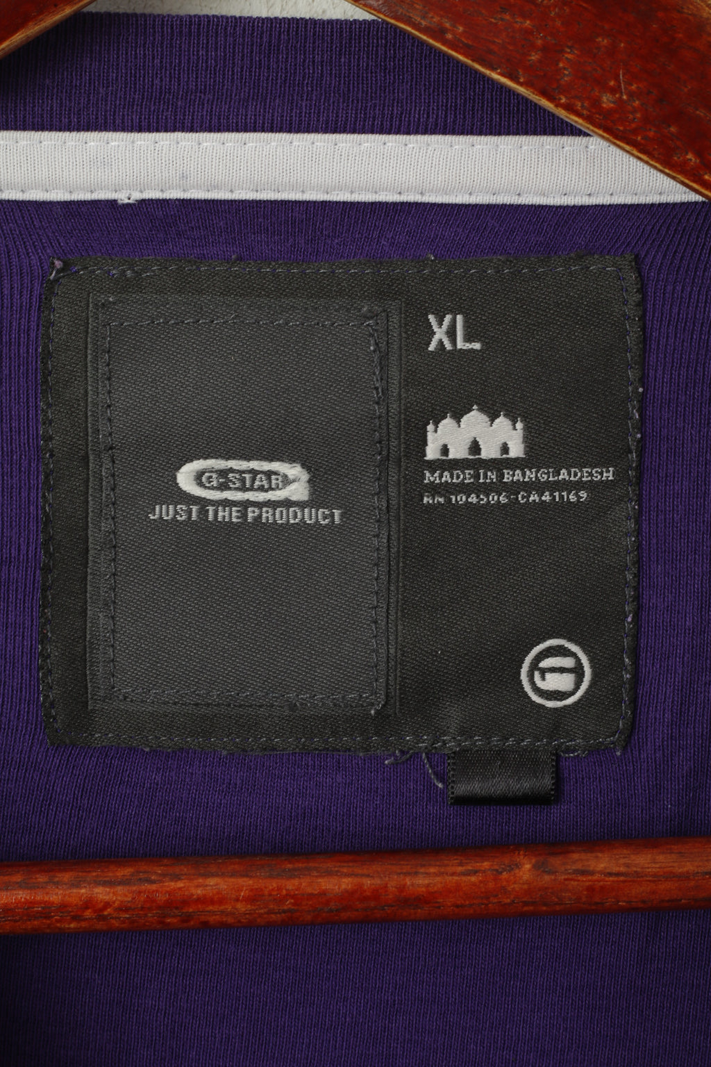 G-Star Men XL (L) Long Sleeved Shirt Purple Cotton Crew Neck Logo Top