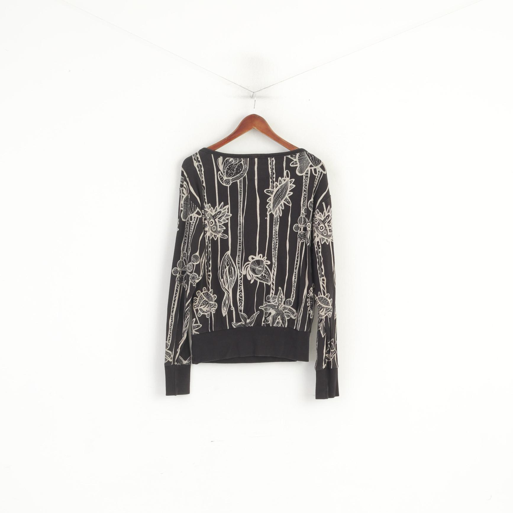 Diesel Femmes M Sweat Noir Coton Vintage Oversize Chauve-Souris Haut Imprimé