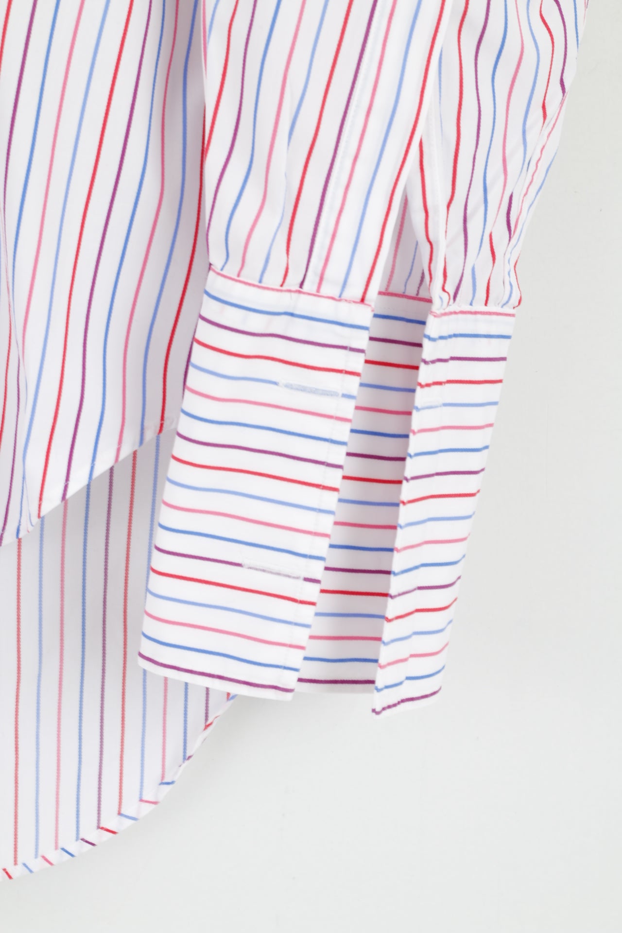 T.M. Lewin Men 17.5 36 XXL Casual Shirt White Striped Cotton Cuff Long Sleeve Top