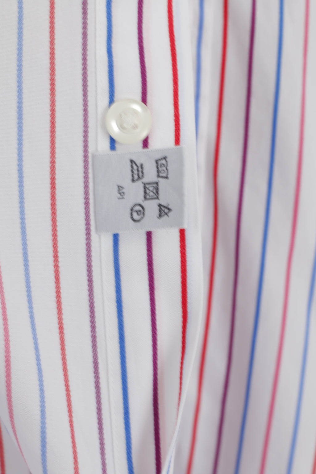 TM Lewin Hommes 17,5 36 XXL Chemise décontractée Blanc Rayé Coton Manchette Haut à Manches Longues