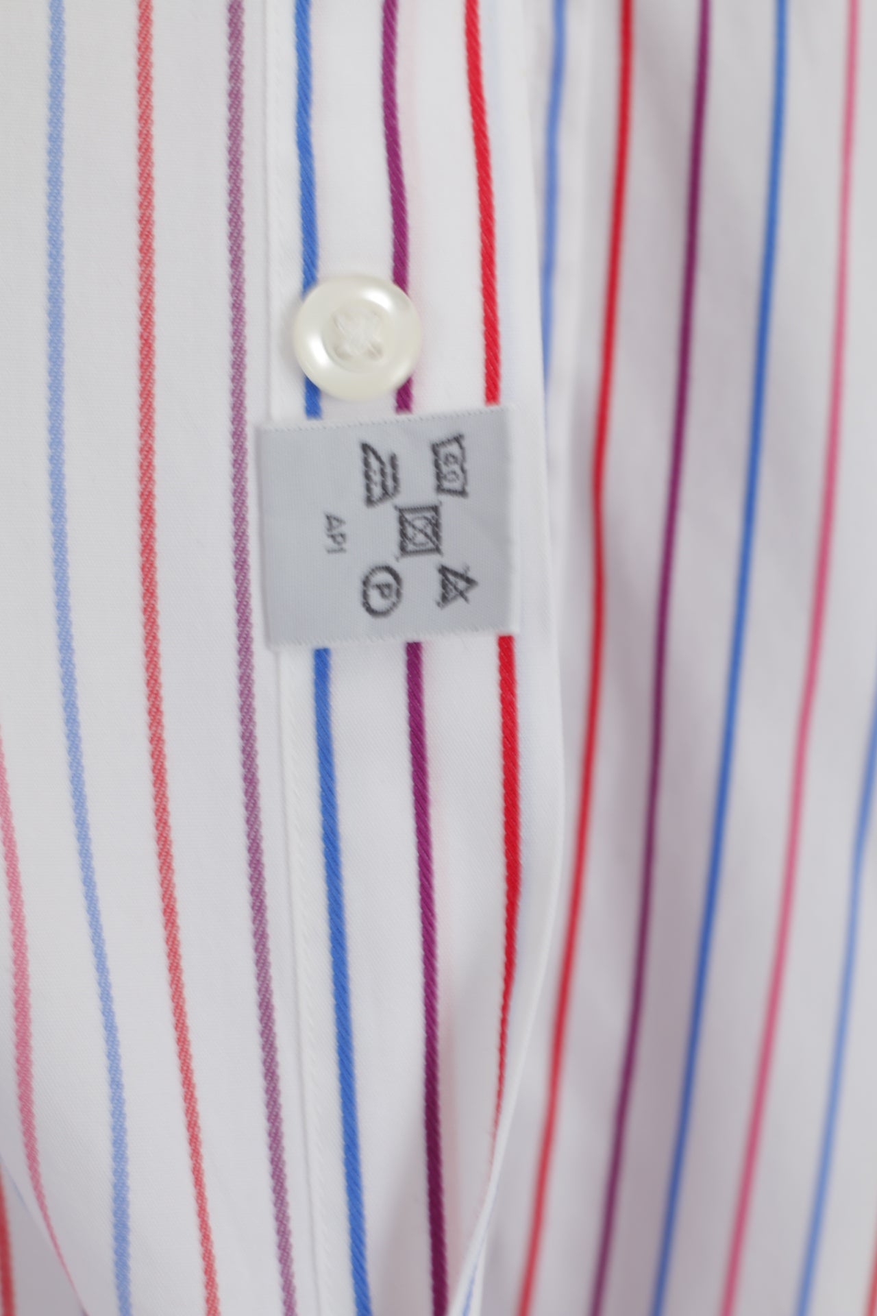 TM Lewin Hommes 17,5 36 XXL Chemise décontractée Blanc Rayé Coton Manchette Haut à Manches Longues